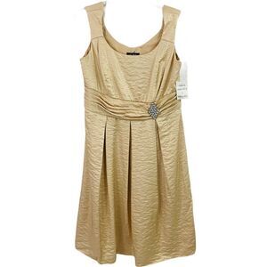 Le Bos Tan/Gold Shimmer Sleeveless Dress Size 10